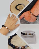 Hematit & Oniks Taşı 8mm Unisex Tasarım Bileklik Hawaii Model (52358) thumbnail 1
