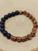 Hematit & Oniks Taşı 8mm Unisex Tasarım Bileklik Hawaii Model (52356) thumbnail 6