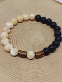 Sedef Karamel Renk & Oniks Taşı 8mm Unisex Tasarım Bileklik Hawaii Model (14365) thumbnail 6