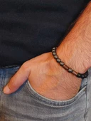 Hematit & Oniks Taşı 8mm Unisex Tasarım Bileklik Hawaii Model (3614) thumbnail 3