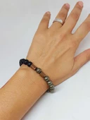 Pirit & Oniks Taşı 8mm Unisex Tasarım Bileklik Hawaii Model (2916) thumbnail 4