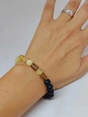 Opal Sarı Alacalı Renk & Oniks Taşı 8mm Unisex Tasarım Bileklik Hawaii Model (36135) thumbnail 4