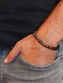 Hematit & Oniks Taşı 8mm Unisex Tasarım Bileklik Hawaii Model (52300) thumbnail 3