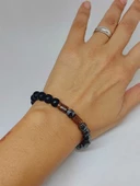 Hematit & Oniks Taşı 8mm Unisex Tasarım Bileklik Hawaii Model (52300) thumbnail 4