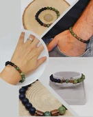 Yeşim & Oniks Taşı 8mm Unisex Tasarım Bileklik Hawaii Model (15009) thumbnail 1