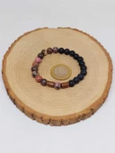 Rodonit & Oniks Taşı 8mm Unisex Tasarım Bileklik Hawaii Model (1853) thumbnail 5