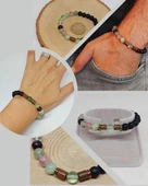 Florit & Oniks Taşı 8mm Unisex Tasarım Bileklik Hawaii Model (4701) thumbnail 1