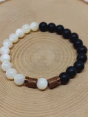 Sedef Beyaz Renk & Oniks Taşı 8mm Unisex Tasarım Bileklik Hawaii Model (14345) thumbnail 6