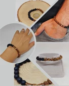 Hematit & Oniks Taşı 8mm Unisex Tasarım Bileklik Hawaii Model (52356) thumbnail 1