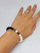 Sedef Beyaz Renk & Oniks Taşı 8mm Unisex Tasarım Bileklik Hawaii Model (14345) thumbnail 4