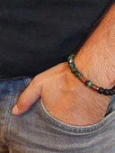 Anyolit (Rubizoit, Rubyzoisit) & Oniks Taşı 8mm Unisex Tasarım Bileklik Hawaii Model (3905) thumbnail 3