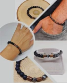 Hematit & Oniks Taşı 8mm Unisex Tasarım Bileklik Hawaii Model (52300) thumbnail 1