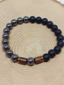 Hematit & Oniks Taşı 8mm Unisex Tasarım Bileklik Hawaii Model (3614) thumbnail 6