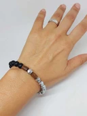 Hematit & Oniks Taşı 8mm Unisex Tasarım Bileklik Hawaii Model (52358) thumbnail 4