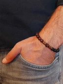 Şahin Gözü & Oniks Taşı 8mm Unisex Tasarım Bileklik Hawaii Model (11152) thumbnail 3