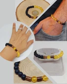 Sitrin Koyu Renk & Oniks Taşı 8mm Unisex Tasarım Bileklik Hawaii Model (4713) thumbnail 1