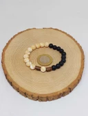 Sedef Karamel Renk & Oniks Taşı 8mm Unisex Tasarım Bileklik Hawaii Model (14365) thumbnail 5