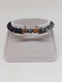 Hematit & Oniks Taşı 8mm Unisex Tasarım Bileklik Hawaii Model (52300) thumbnail 2