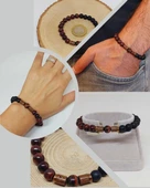 Şahin Gözü & Oniks Taşı 8mm Unisex Tasarım Bileklik Hawaii Model (11152) thumbnail 1