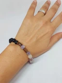 Turmalin Ebruli Renk & Oniks Taşı 8mm Unisex Tasarım Bileklik Hawaii Model (19445) thumbnail 4