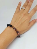 Rodonit & Oniks Taşı 8mm Unisex Tasarım Bileklik Hawaii Model (1853) thumbnail 4