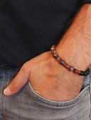 Rodonit & Oniks Taşı 8mm Unisex Tasarım Bileklik Hawaii Model (1853) thumbnail 3