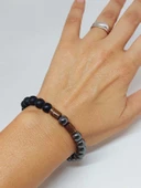 Hematit & Oniks Taşı 8mm Unisex Tasarım Bileklik Hawaii Model (3614) thumbnail 4