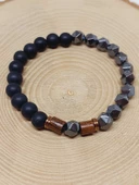 Hematit & Oniks Taşı 8mm Unisex Tasarım Bileklik Hawaii Model (52300) thumbnail 6