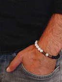 Havlit & Oniks Taşı 8mm Unisex Tasarım Bileklik Hawaii Model (1847) thumbnail 3