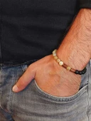 Opal Sarı Alacalı Renk & Oniks Taşı 8mm Unisex Tasarım Bileklik Hawaii Model (36135) thumbnail 3