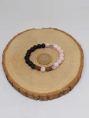 Opal Pembe-Siyah Renk & Oniks Taşı 8mm Unisex Tasarım Bileklik Hawaii Model (42110) thumbnail 5