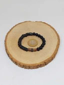 Ahşap Siyah Renkli & Oniks Taşı 8mm Unisex Tasarım Bileklik Hawaii Model (11130) thumbnail 5