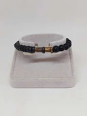 Ahşap Siyah Renkli & Oniks Taşı 8mm Unisex Tasarım Bileklik Hawaii Model (11130) thumbnail 2