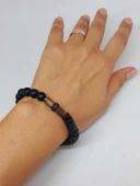 Ahşap Siyah Renkli & Oniks Taşı 8mm Unisex Tasarım Bileklik Hawaii Model (11130) thumbnail 4