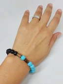 Turkuaz & Oniks Taşı 8mm Unisex Tasarım Bileklik Hawaii Model (4674) thumbnail 4