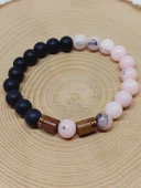 Opal Pembe-Siyah Renk & Oniks Taşı 8mm Unisex Tasarım Bileklik Hawaii Model (42110) thumbnail 6