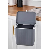 Piev Mutfak Tezgah Üstü Dolap Askılı Kapaklı 15 Lt Çöp Kovası Gri - 6