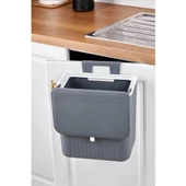 Piev Mutfak Tezgah Üstü Dolap Askılı Kapaklı 15 Lt Çöp Kovası Gri - 7