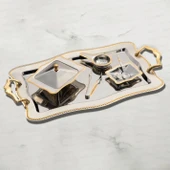 Nehir Zincir Altın Sade 28 Parça Çay Takımı - 3