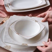 GÜRAL PORSELEN Caroline 54 Parça 12 Kişilik Kare Yemek Takımı  5994 thumbnail 3