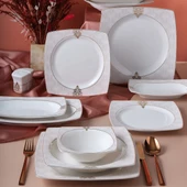 GÜRAL PORSELEN Caroline 54 Parça 12 Kişilik Kare Yemek Takımı  5994 thumbnail 1