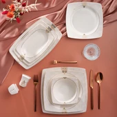 GÜRAL PORSELEN Caroline 54 Parça 12 Kişilik Kare Yemek Takımı  5994 thumbnail 2