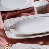 GÜRAL PORSELEN Caroline 54 Parça 12 Kişilik Kare Yemek Takımı  5994 thumbnail 4