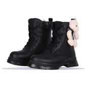 Moda Ayakkabı 746 Siyah Cilt Kız Çocuk Bot Ayakkabı - 4