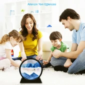 HyMark Hareketli 3D Kum Saati 30cm Büyük Boy Mavi Yuvarlak 12inch Cam Dekoratif Sanatsal Rahatlatıcı - 6