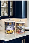 La Dolce Vita Sicilya Esintili Lacivert Metal Patates Soğan Kovası & Sebzelik 28*22-25*18 (2) - 1