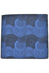 Brianze Geometrik Desen Mavi Mendilli Kravat thumbnail 4