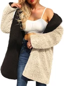 Peluş Çift Taraflı Kışlık Kadın Tüylü Ceket - 3