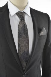 Brianze Geometrik Desen Vizon Mendilli Kravat thumbnail 1