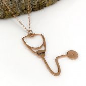 İsimli Steteskop Tasarım Gümüş Kolye thumbnail 3